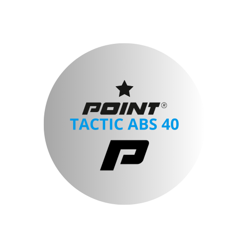 Białe piłeczki do tenisa stołowego POINT Tactic ABS – zestaw 10 sztuk, widok luzem.